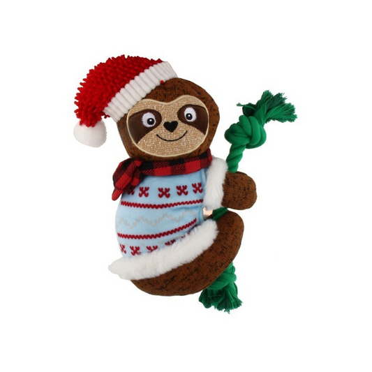 Sloth Squeaky Dog Toy With Rope