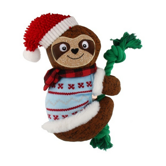 Sloth Squeaky Dog Toy With Rope